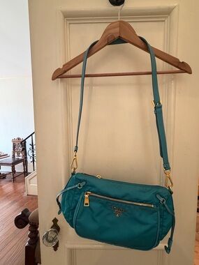 Prada Teal Crossbody Bag with Gold Hardware